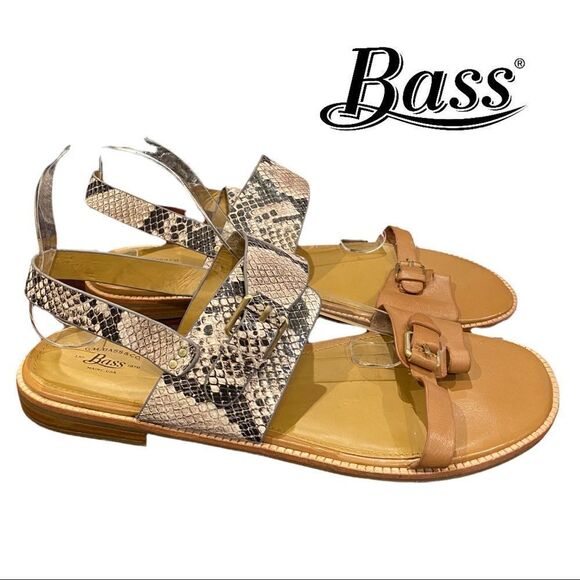 NEW Bass Monica LeatherTan Snake Toe Ring Thong Sandals 11 11M - Picture 2 of 5
